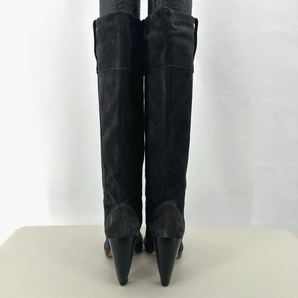 Michael Kors Knee High Boots Womens 5.5‎ Gray Suede Leather Old Money Luxury - Picture 3 of 7